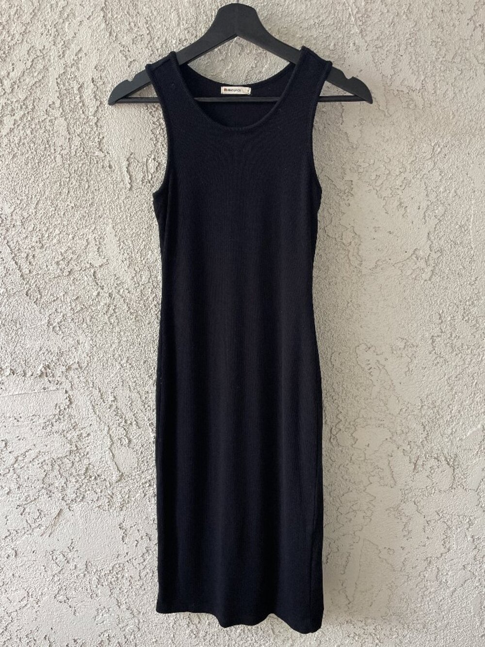 Marine Layer Black Ribbed Tank Midi Dress Small Fitted Natural Fiber Stretch